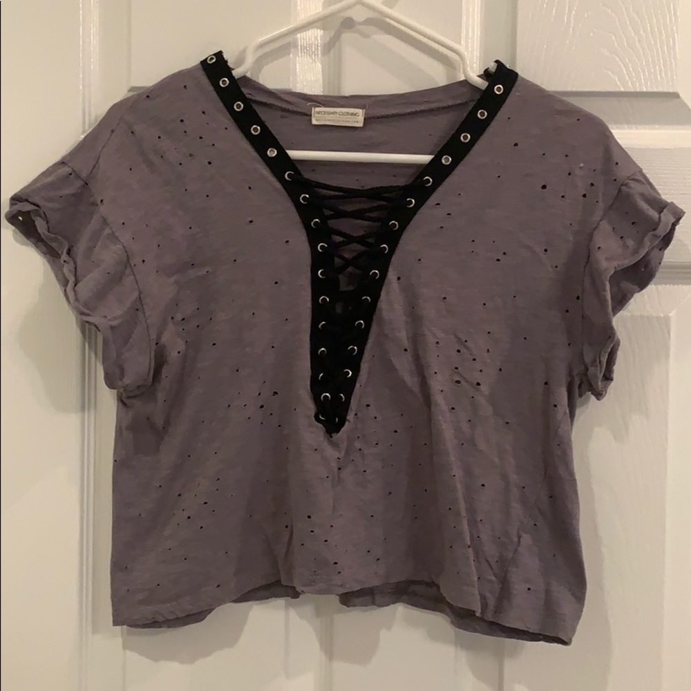 Lace up Cropped Tee